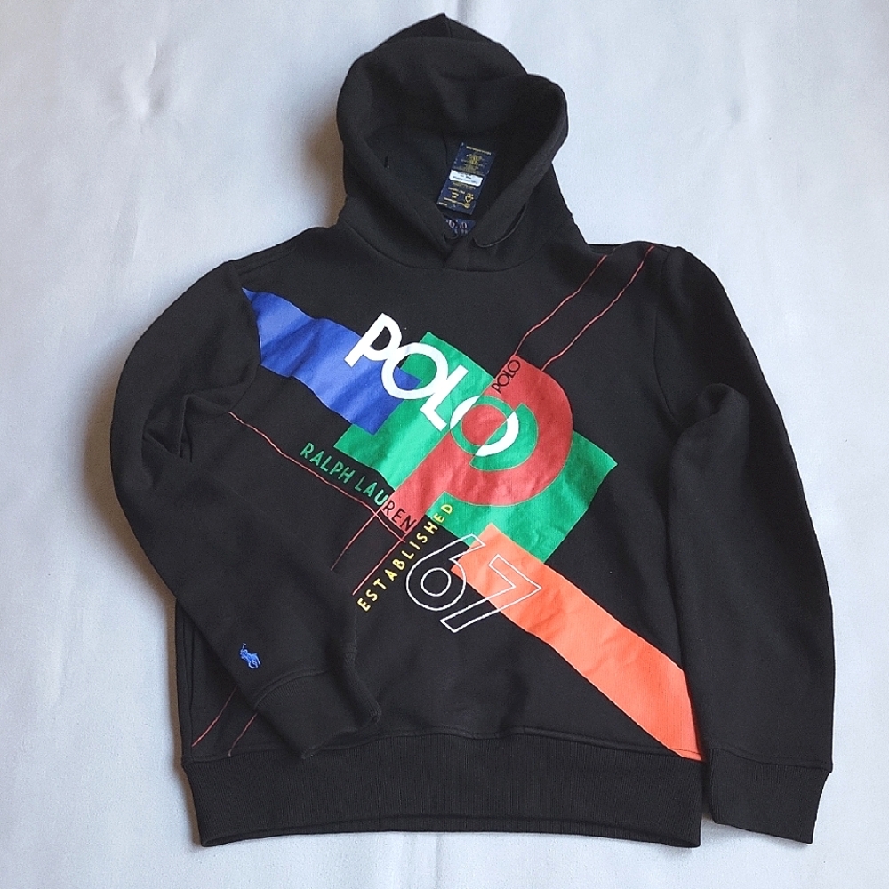 NWT$249 Polo Ralph Lauren Colorblock Logo Print Fleece Hoodie Sweatshirt M - Picture 7 of 16